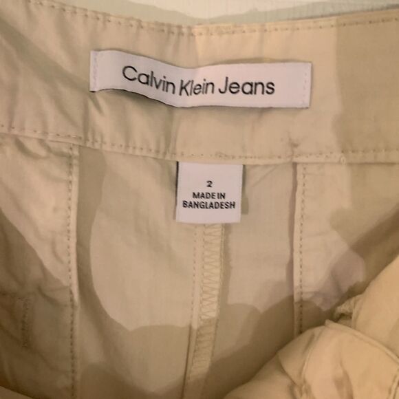 CALVIN KLEIN PANTS HIGH WAISTED WIDE LEG PLEATED CREAM KHAKIS SZ 2 NWT - Picture 5 of 9